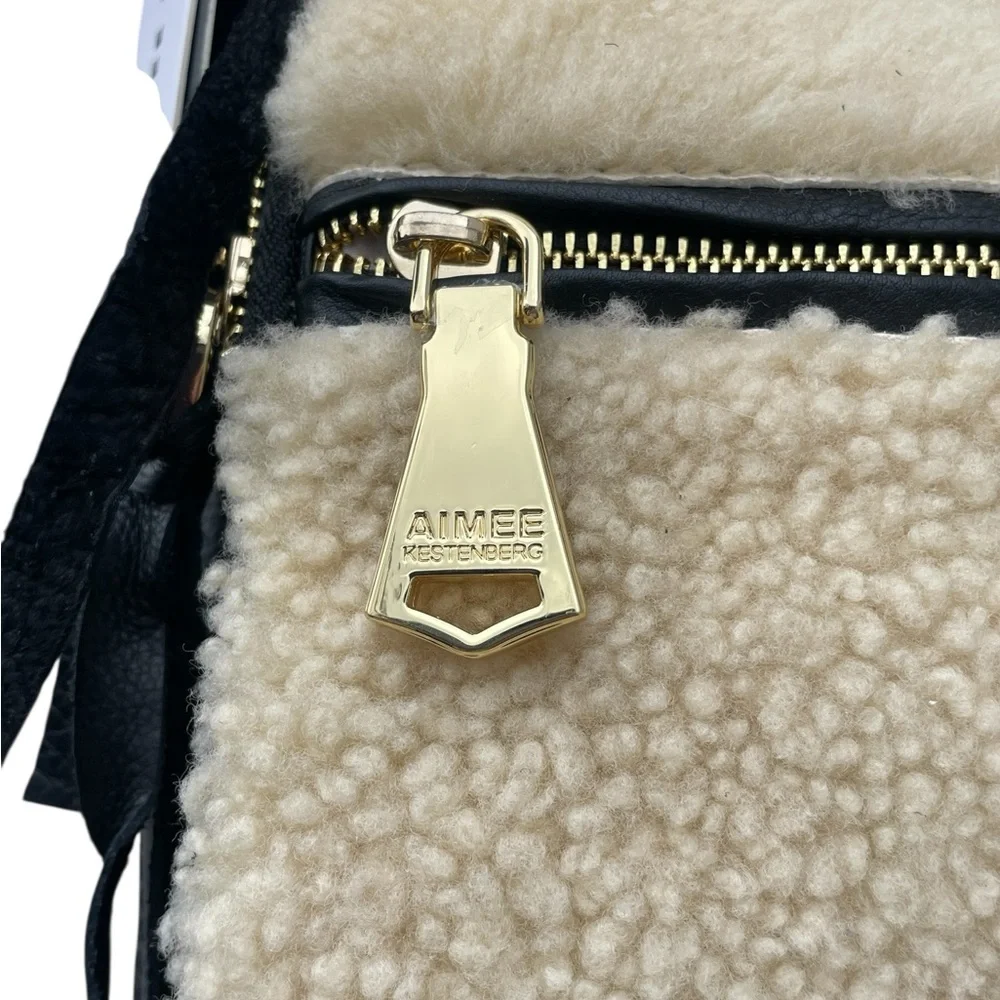 Aimee Kestenberg Car-Go Black Leather‎ Hobo Bag, Shearling Pockets, NWT